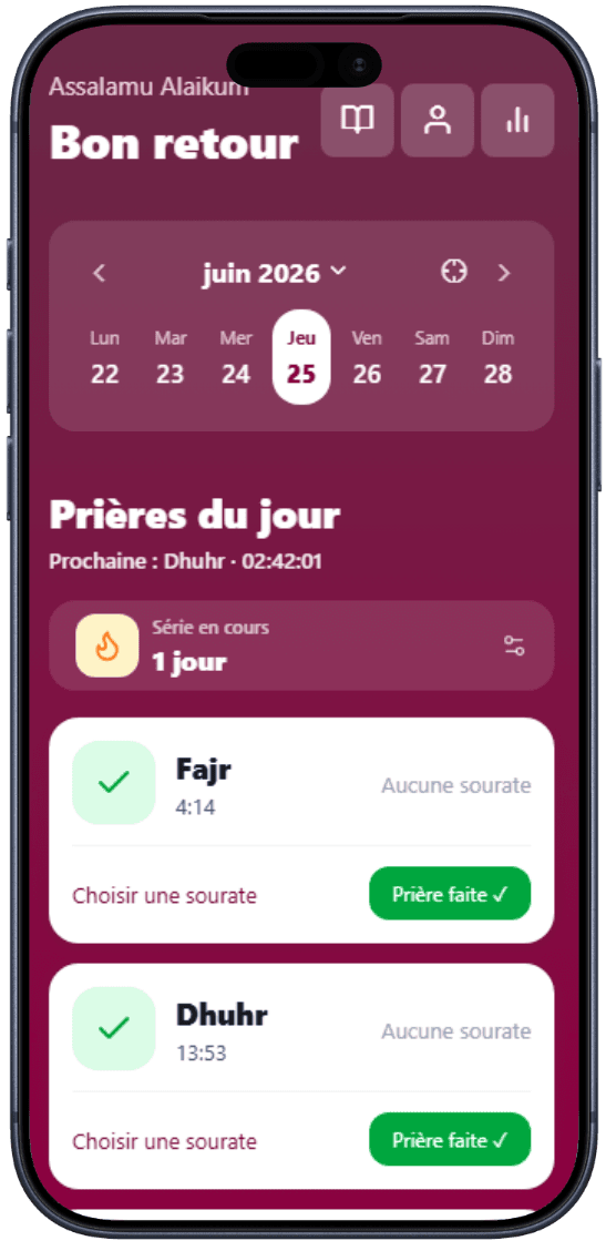 Vos 5 prières, à l'heure exacte